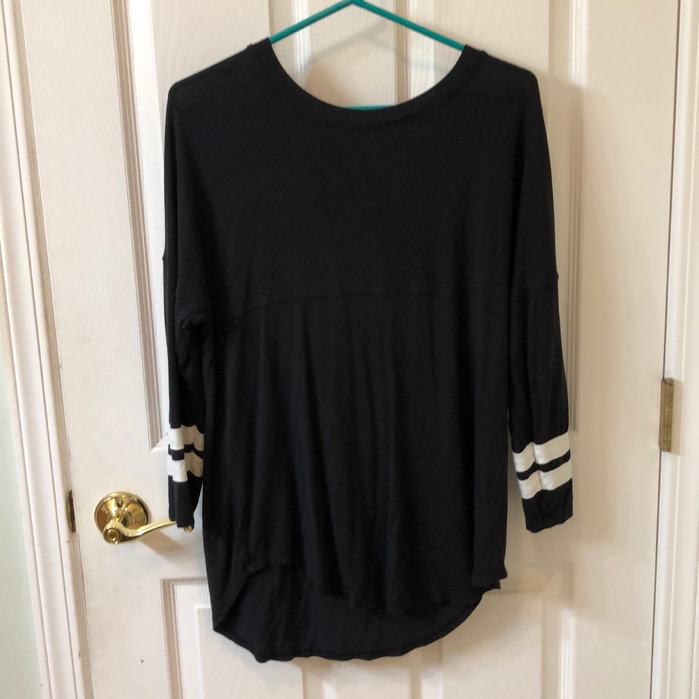 Plain Black Shirt W/ White Arm Stripes
